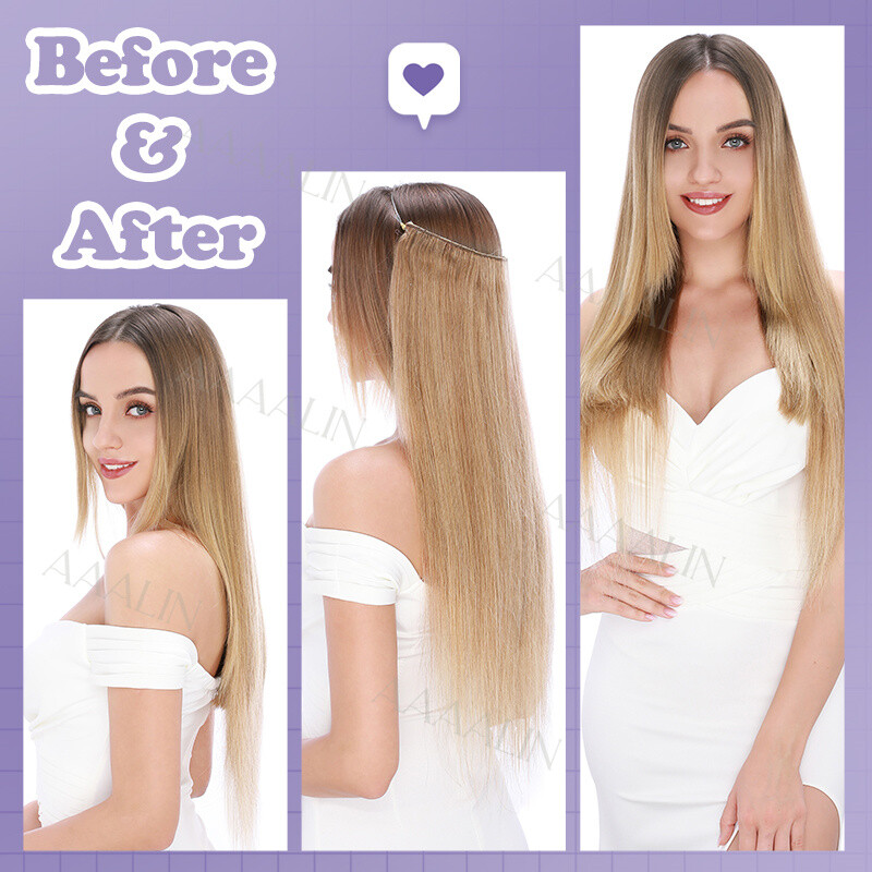 Invisible 100% Real Remy Human One Piece Wire Clip in Hair Extensions Nano Ring