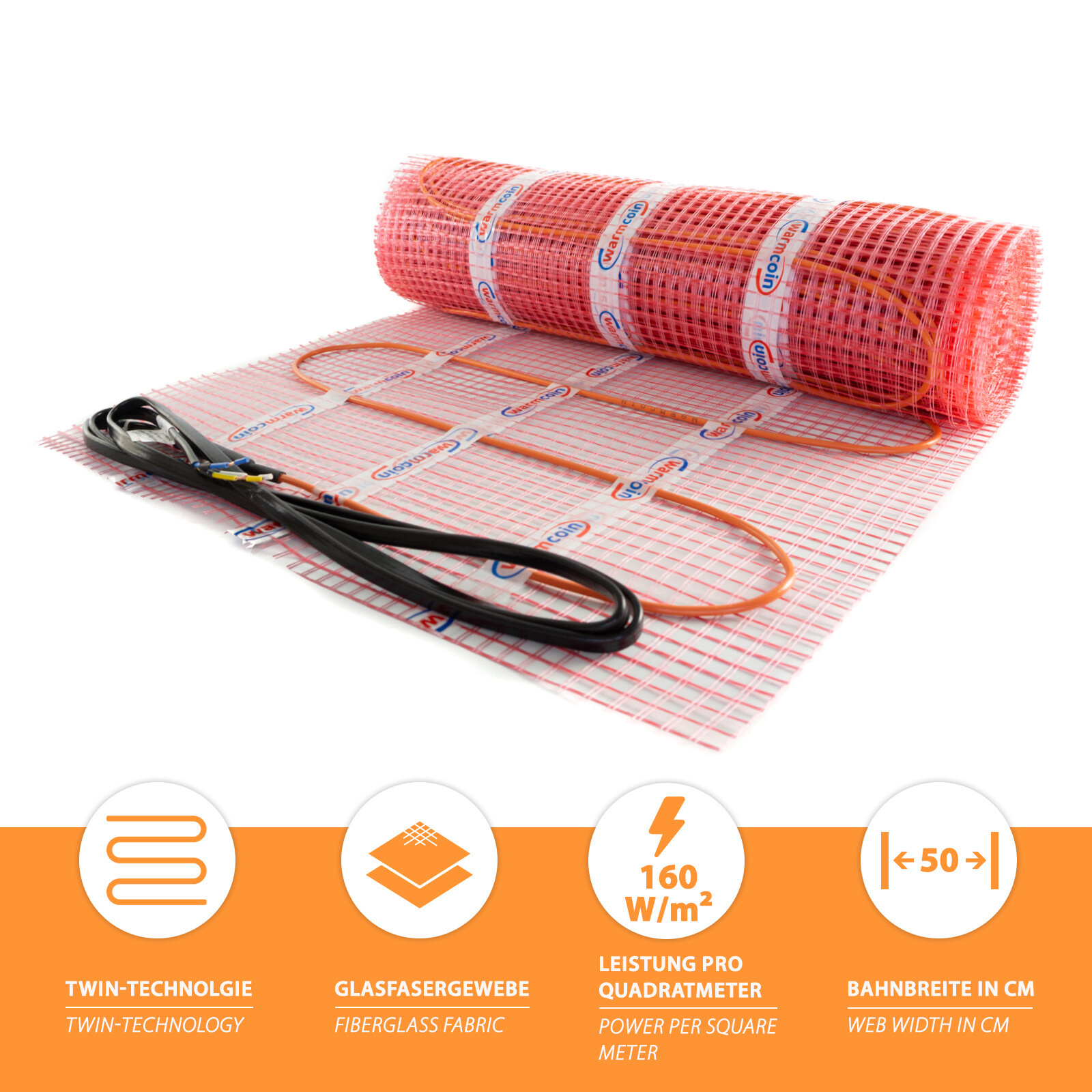 Elektrische Fußbodenheizung Bodenheizung elektro 160W elektrisch Fliese Bad Set