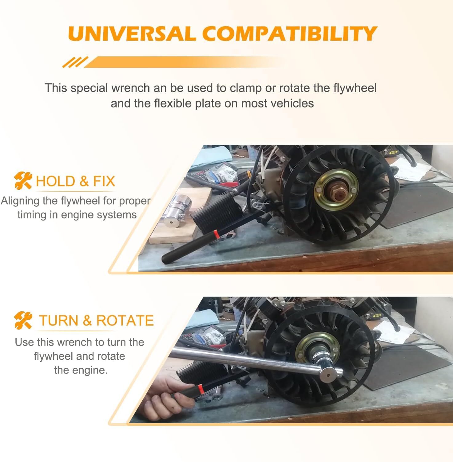 Flywheel Turner Turning Tool Wrench Flex Plate Holder For Most Vehicles NEW