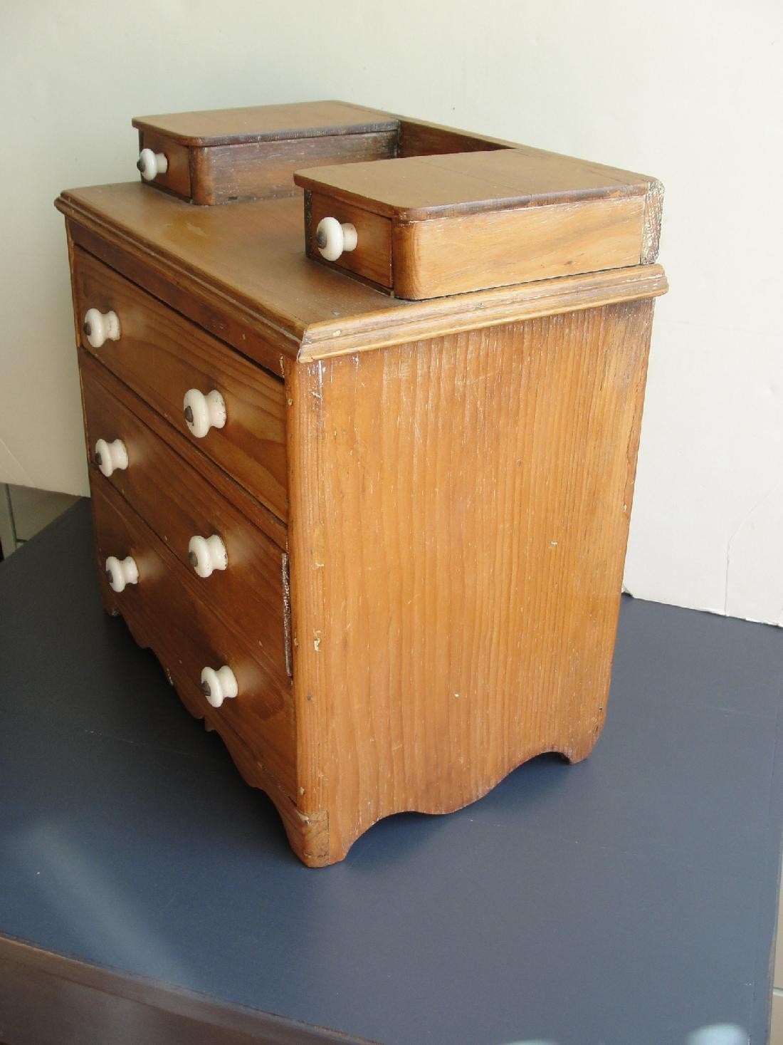 Antique Vtg Children's Toy Wood Furniture Salesmans Sample 2/3 Drawer Chest #8