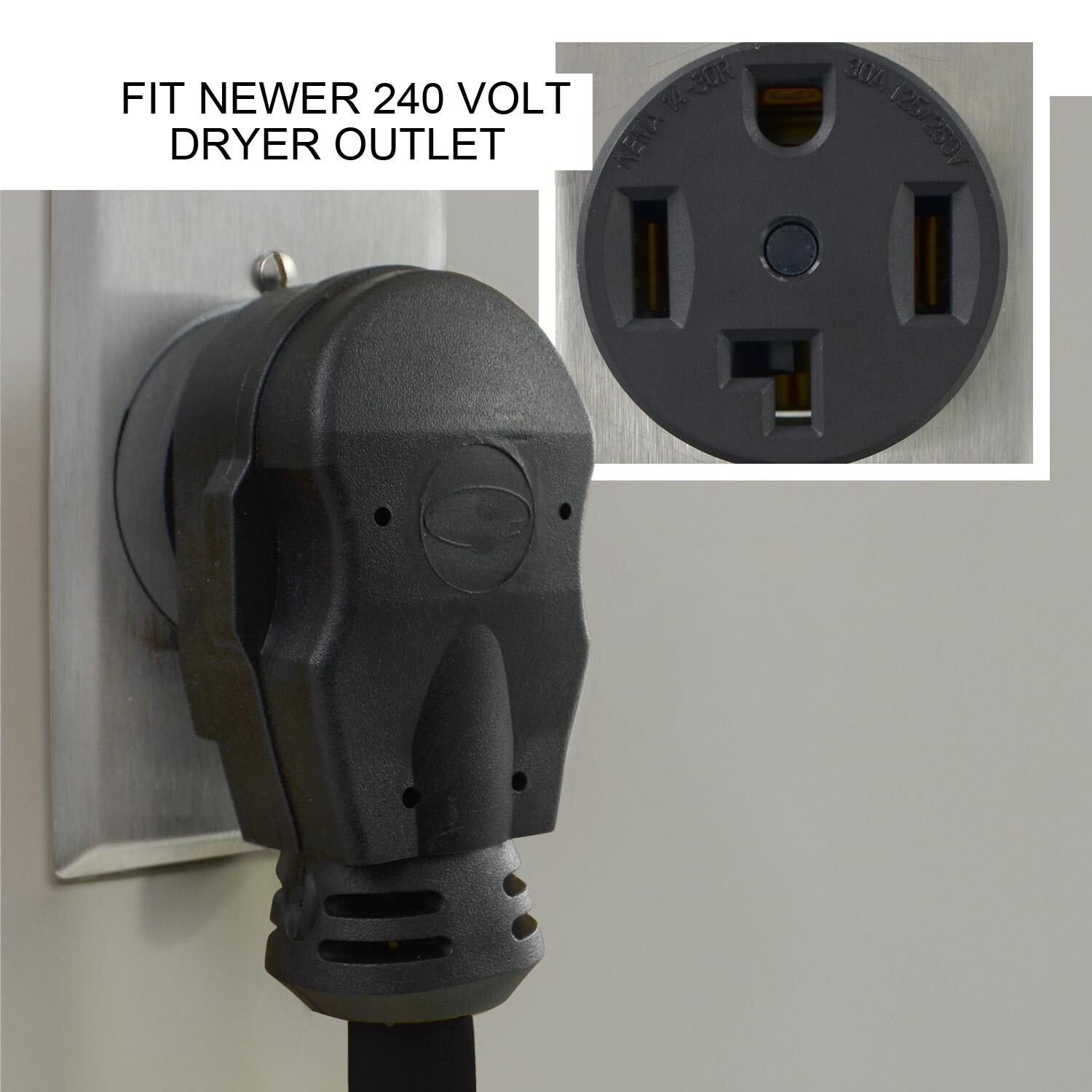 Emergency Generator Dryer Outlet 14-30 Cable, Heavy Duty 25/40 Ft. Length Option