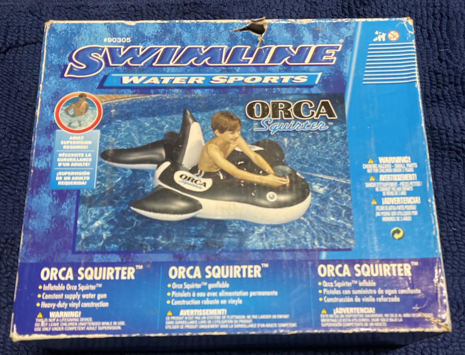 SWIMLINE Water Sports Inflatable Blowup Orca Squirter Squirt Pool Toy NEW Ride