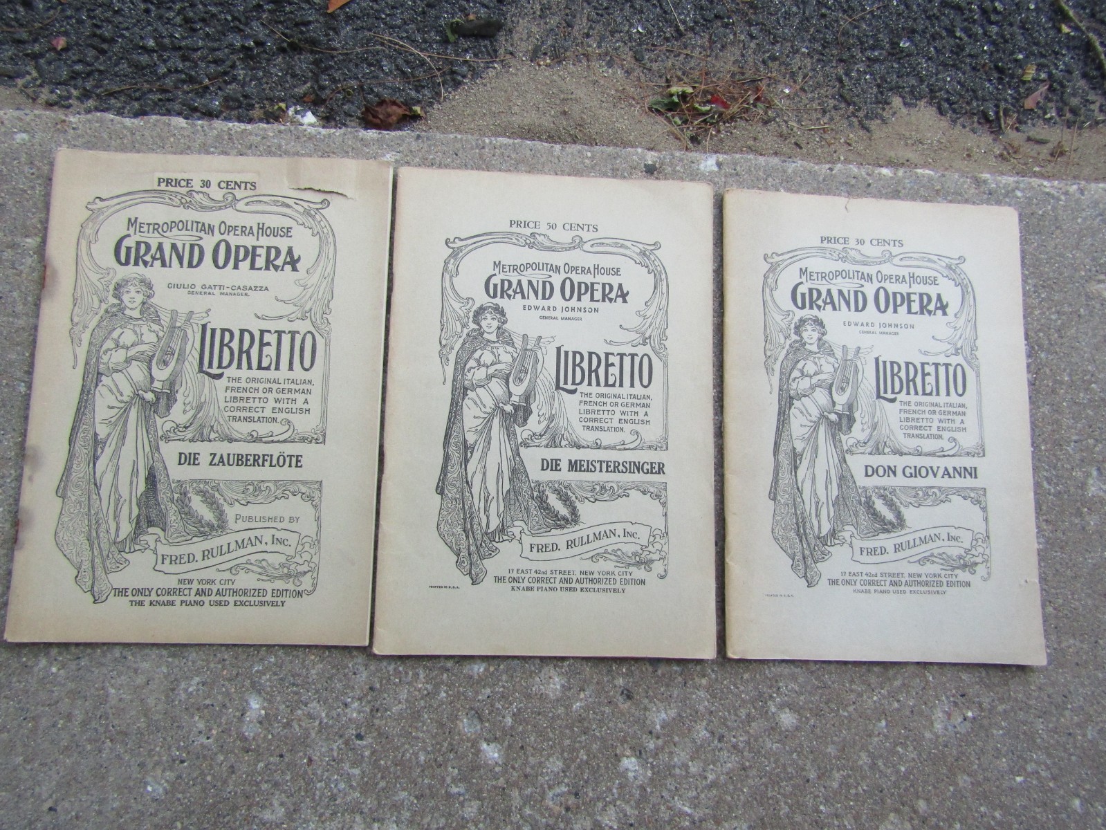 Early 1900's Lot of 3 Vintage Metropolitan Grand Opera House NY Playbill Program