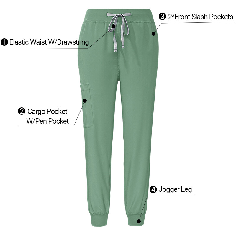 Stretch Medical Nurse Scrub Uniform Women Scrub Set V-Neck Top Jogger Pants