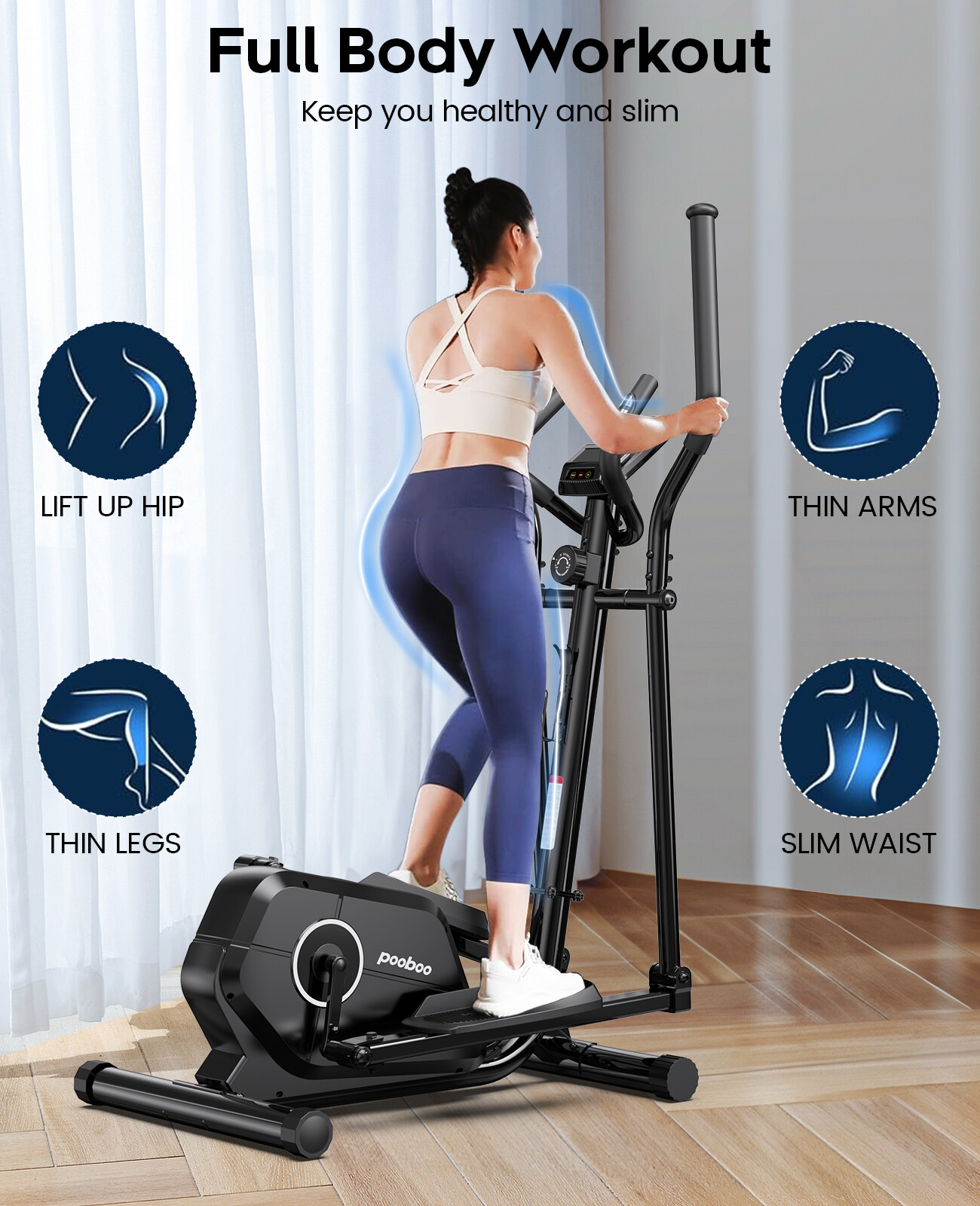 Indoor Elliptical Machine Cross Trainer Exercise Machine Fitness Workout Cardio