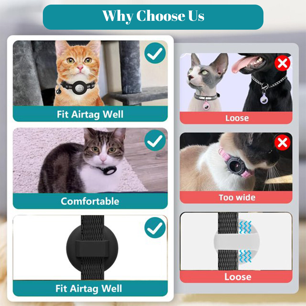 Pet Collar with Bell for Small Dogs and Cats Apple AirTag Case Cover Anti-Lost