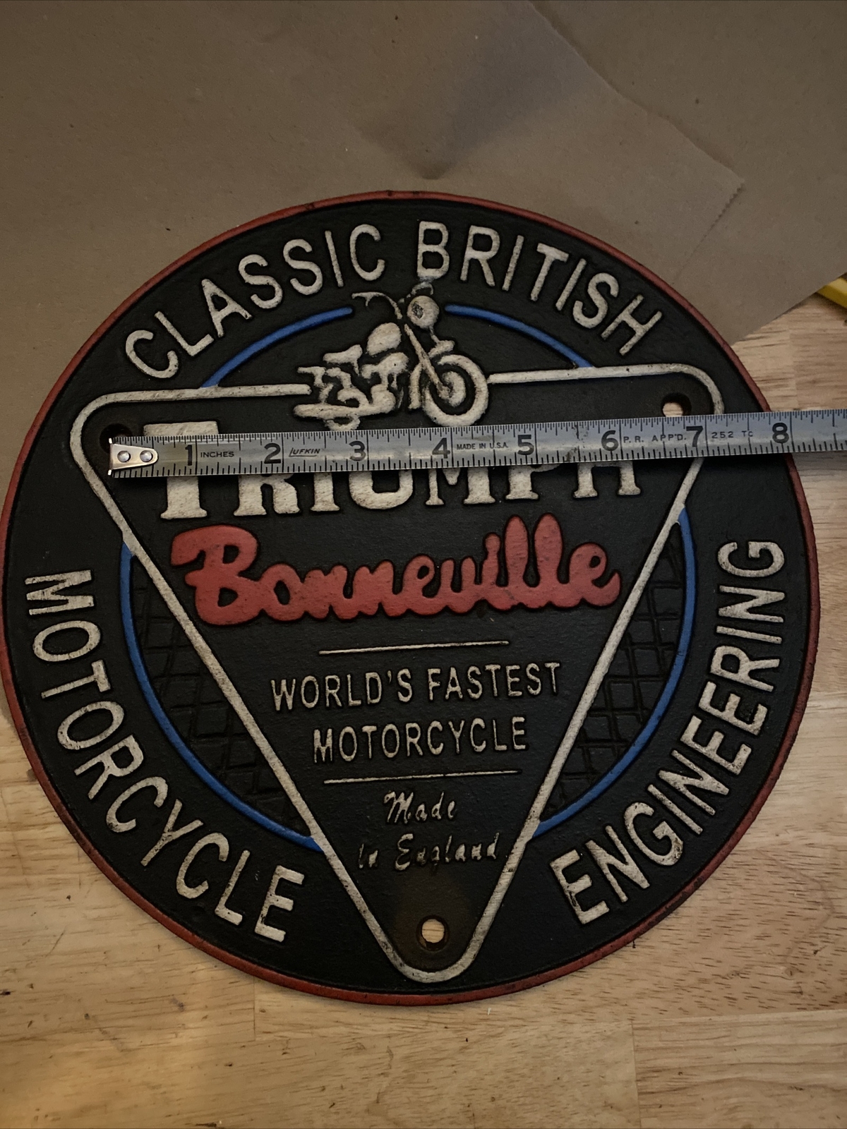 Triumph Motorcycles Sign Plaque Cast Iron Patina Fatboy Biker Indian Collector