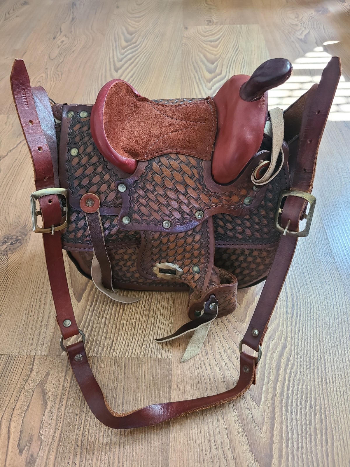 Circle Y Western Saddle Bag Leather Shearling Lined Vintage Riding Accessory