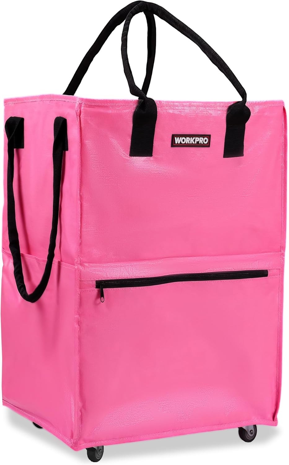WORKPRO Medium Heavy Duty Reusable Grocery Bag 4 Caster Wheels Rolling Shop Tote
