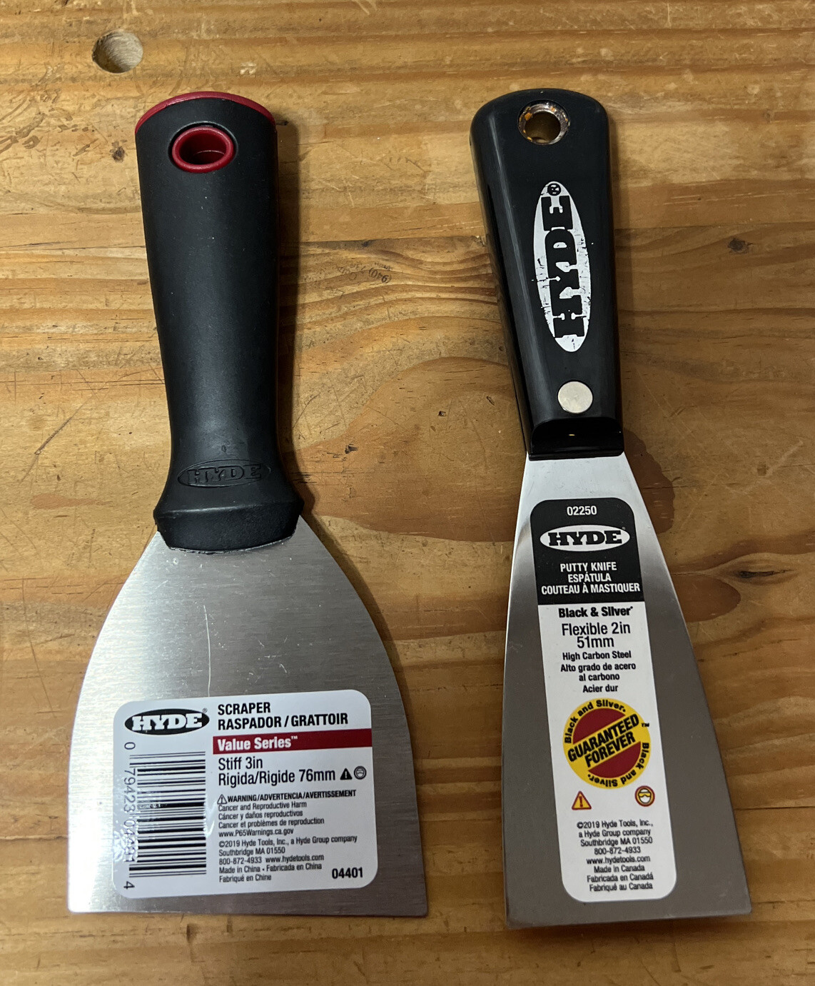 New Lot Of 4 HYDE Putty Joint Knifes Chisel Scraper 5”, 3”, 3”, 2” Tool Gift