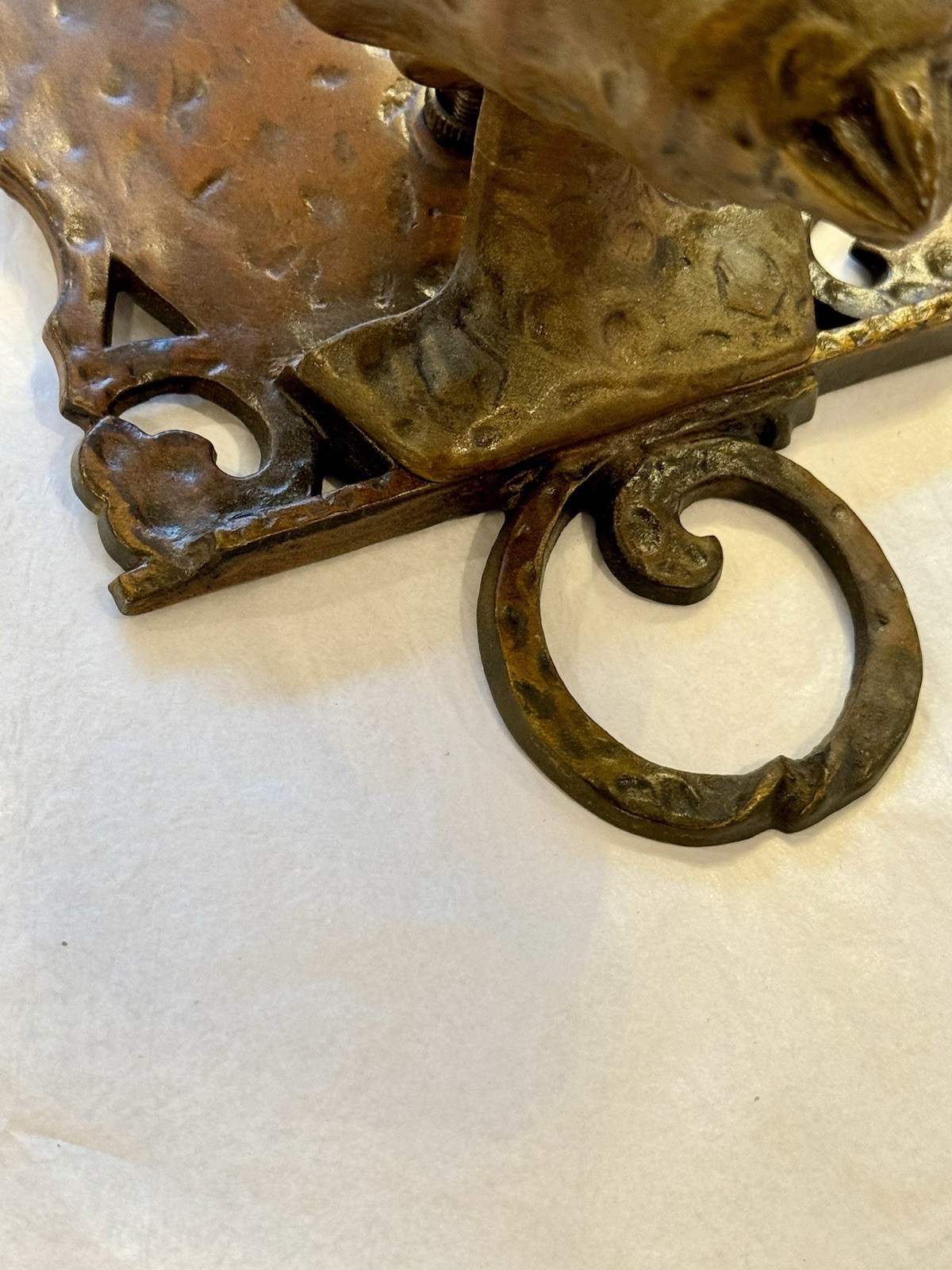 Antique Virden Dog Head Wall Sconces Arts Crafts Hammered Tudor