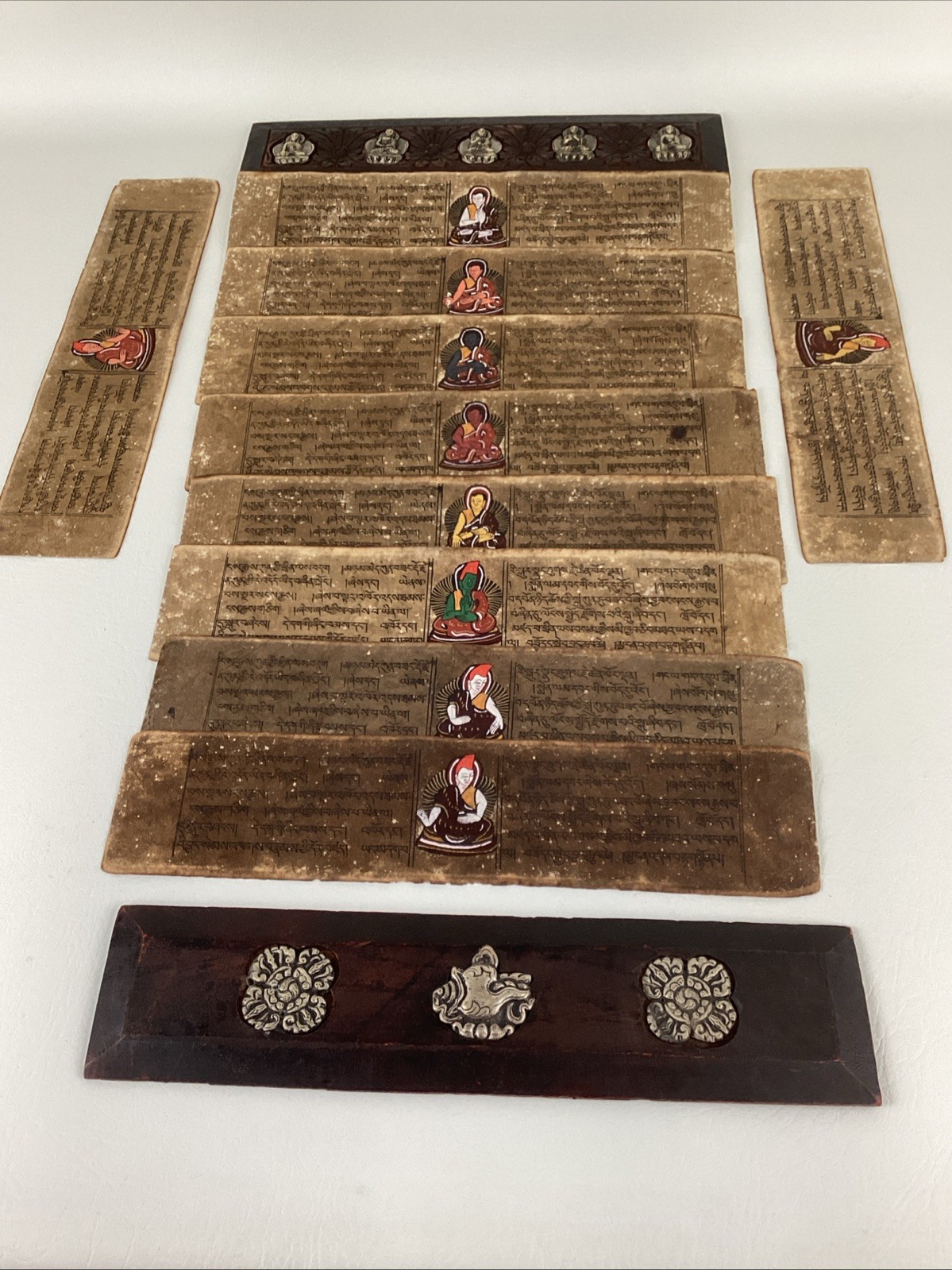 Antique Tibetan Buddhist Manuscript (Pecha) Handwritten Script Loose-Leaf Wooden