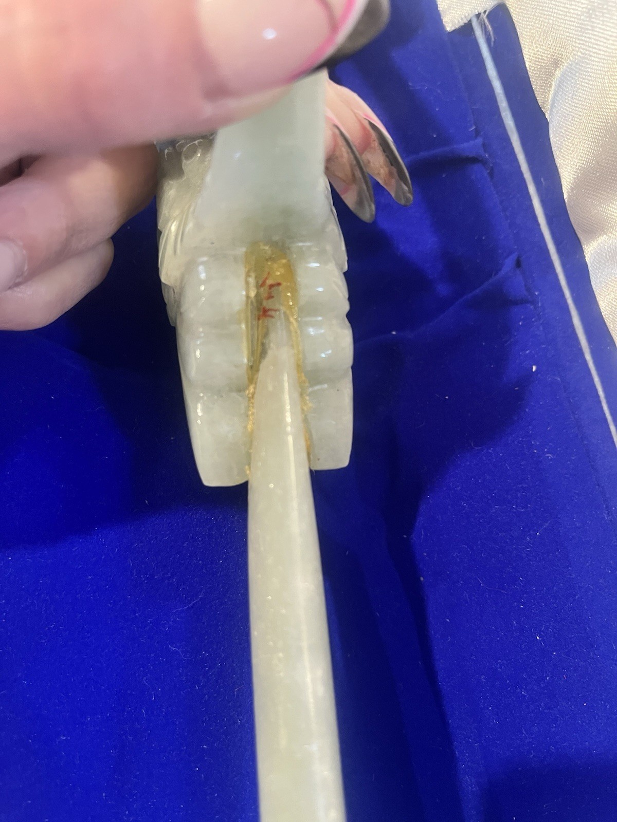 Carved jade horse hilt dagger with meticulously sculpted 18”long