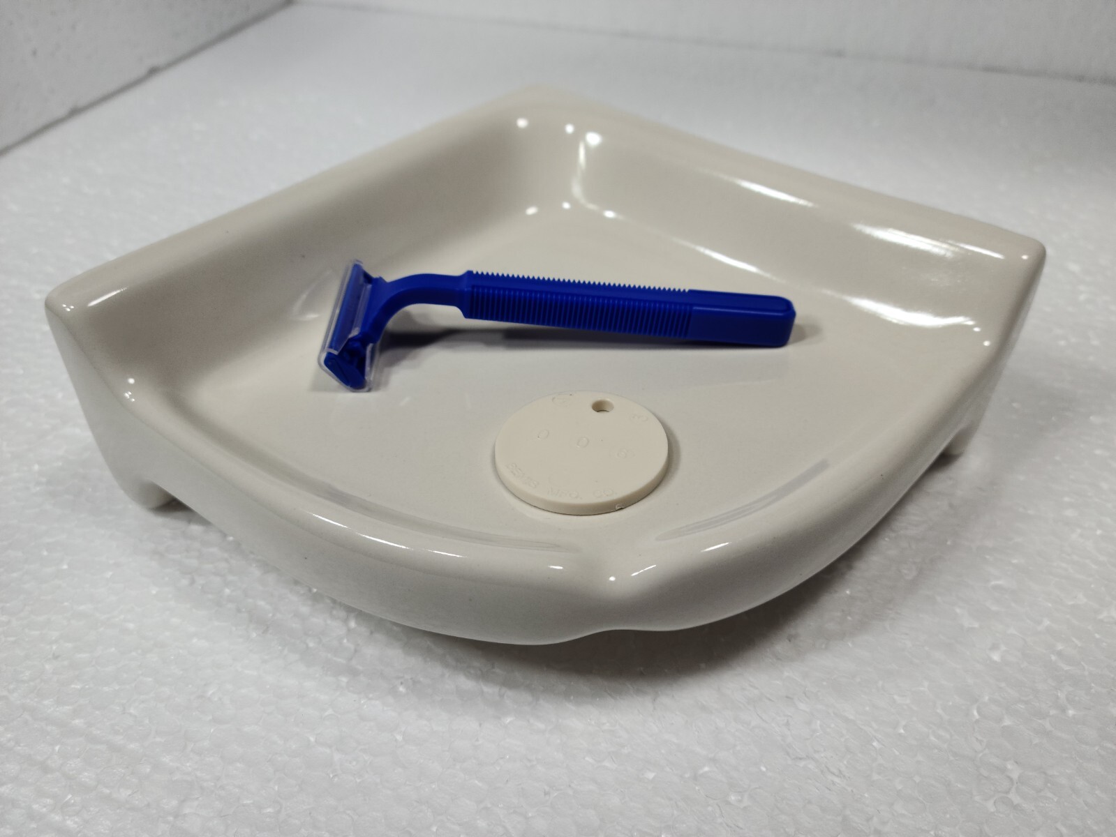 Beige Almond Bone Ceramic Shower Corner Tray Soap Dish Shampoo Holder Color 0135