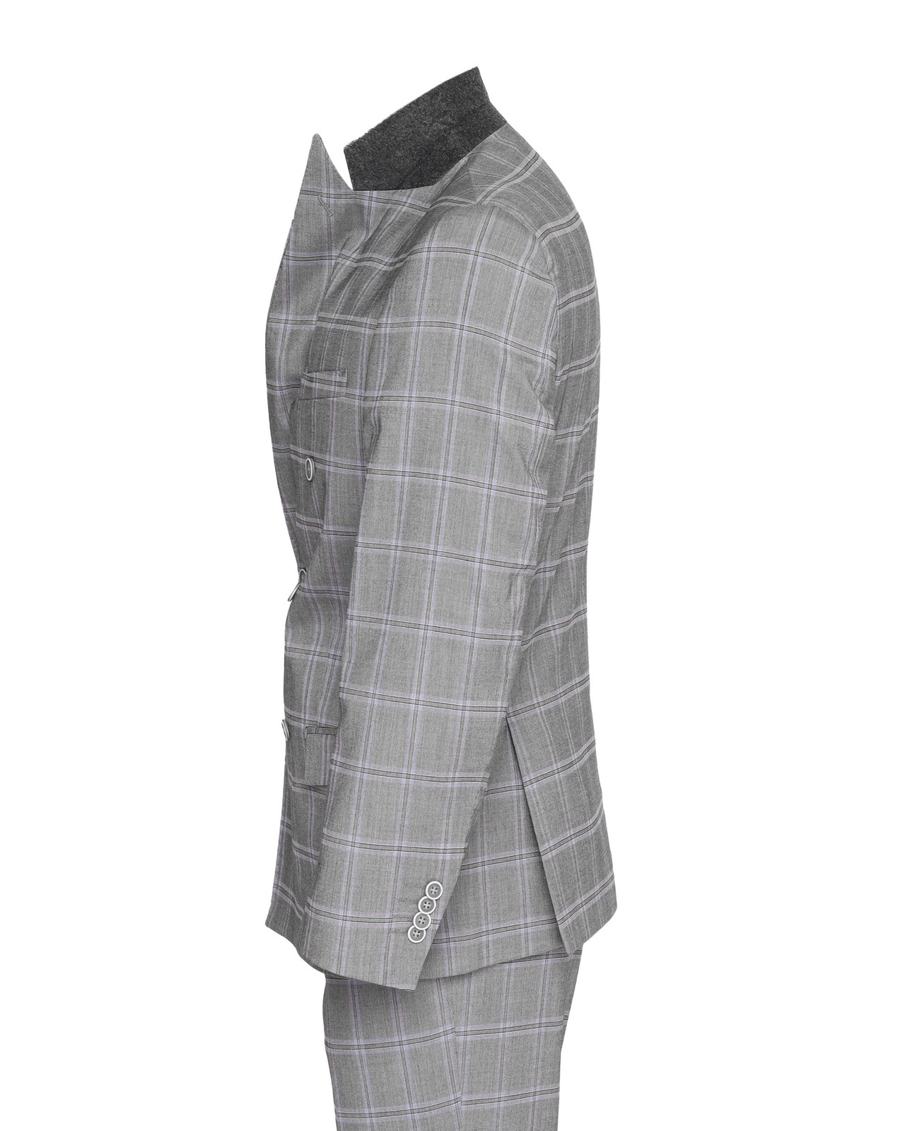 NWT EZZELINO SUIT grey blue check double breasted wool cotton Italy 56 us 46