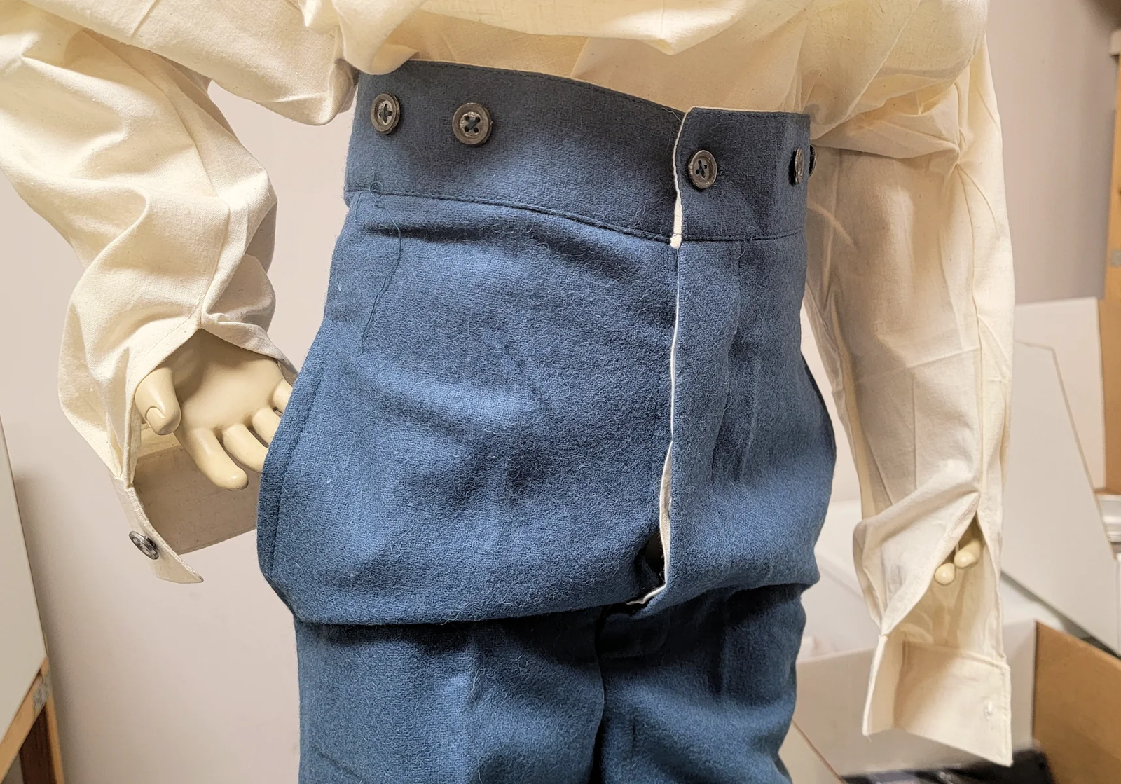 Kids Civil War Reproduction Sky Blue Wool Trousers