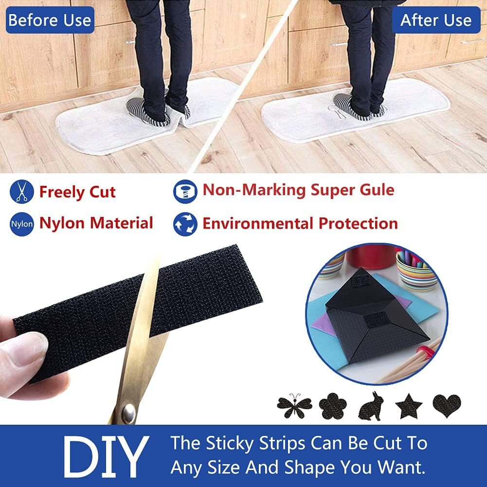 16.4FT Hook and Loop with Strong Self Adhesive Tape Strip Back Fastener Roll US