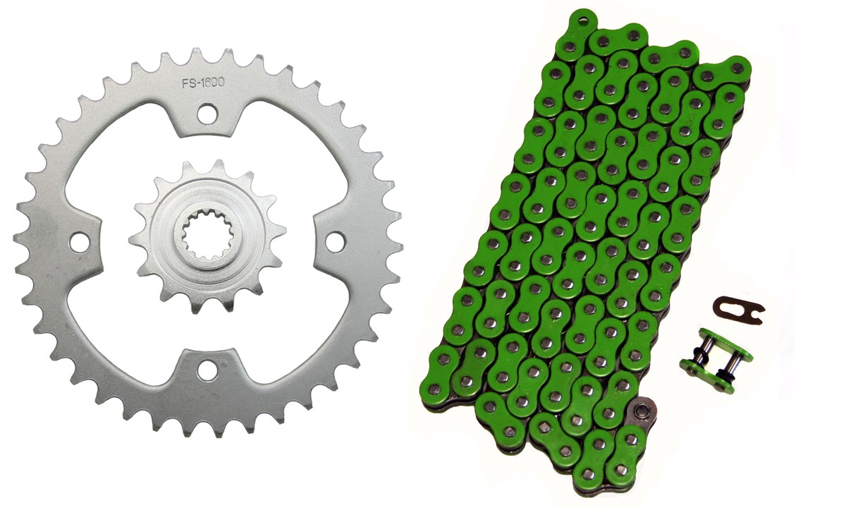Green 520x94 O-Ring Drive Chain & 14/38 Sprockets for Kawasaki KFX450R 2008-2014