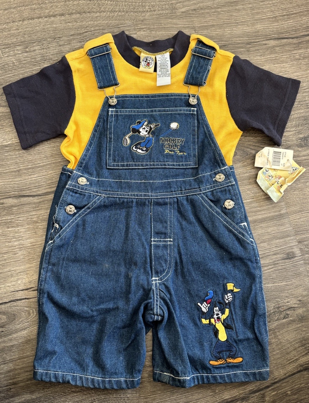 Vintage Mickey And Goofy Golf Overalls Set NWT Size 3T