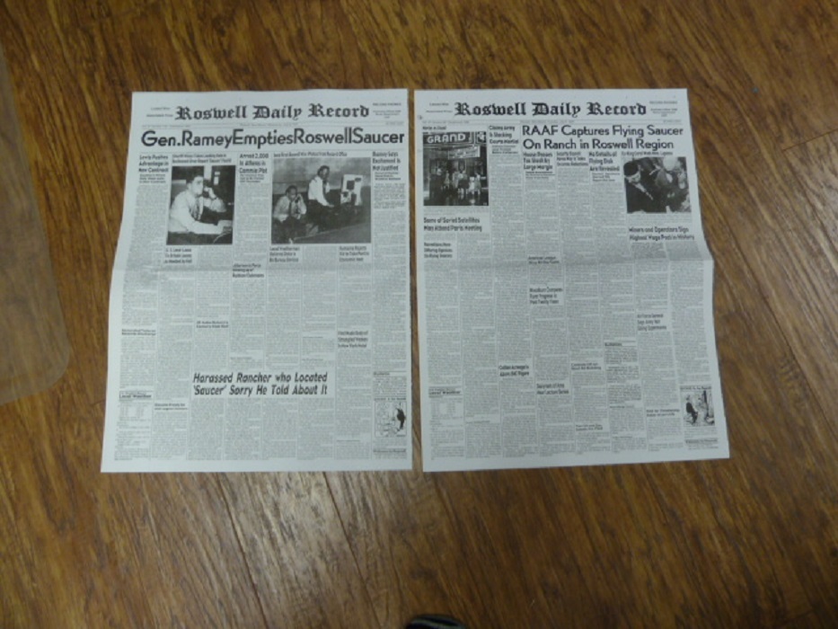 (A-54) July 8 & 9 1947 ROSWELL Crash Newspaper Front Pages UFO Alien space ship