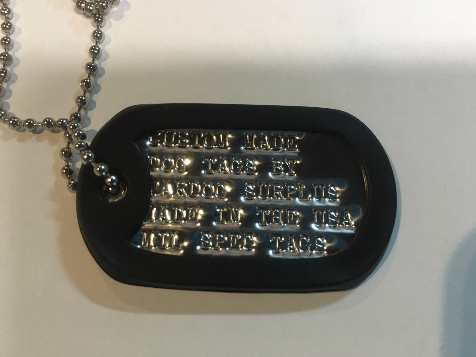MILITARY PERSONALIZED DOG TAGS BALL CHAIN & SILENCERS OFFICIAL GI ARMY / USMC