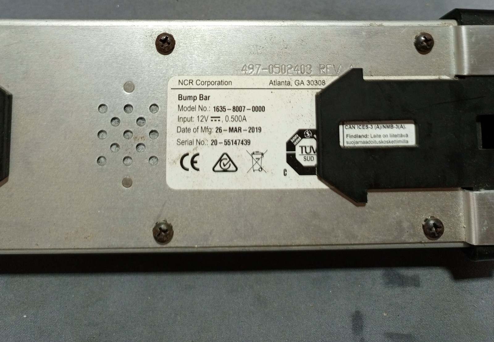 NCR Corporation Bump Bar 1635-8007-0000