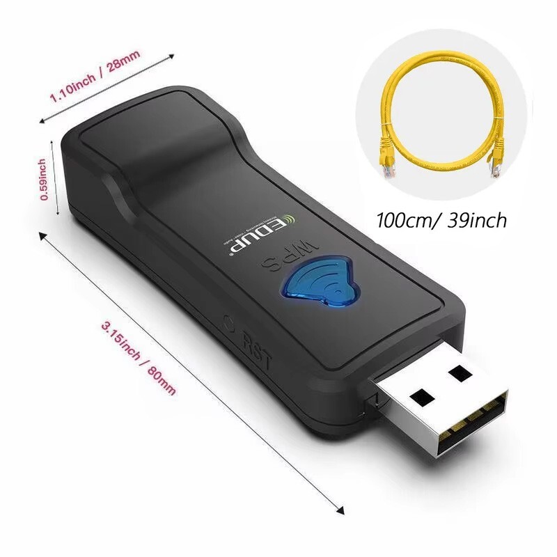 300Mbps Wireless WiFi to RJ45 Converter Adapter Ethernet Network Bridge Dongle