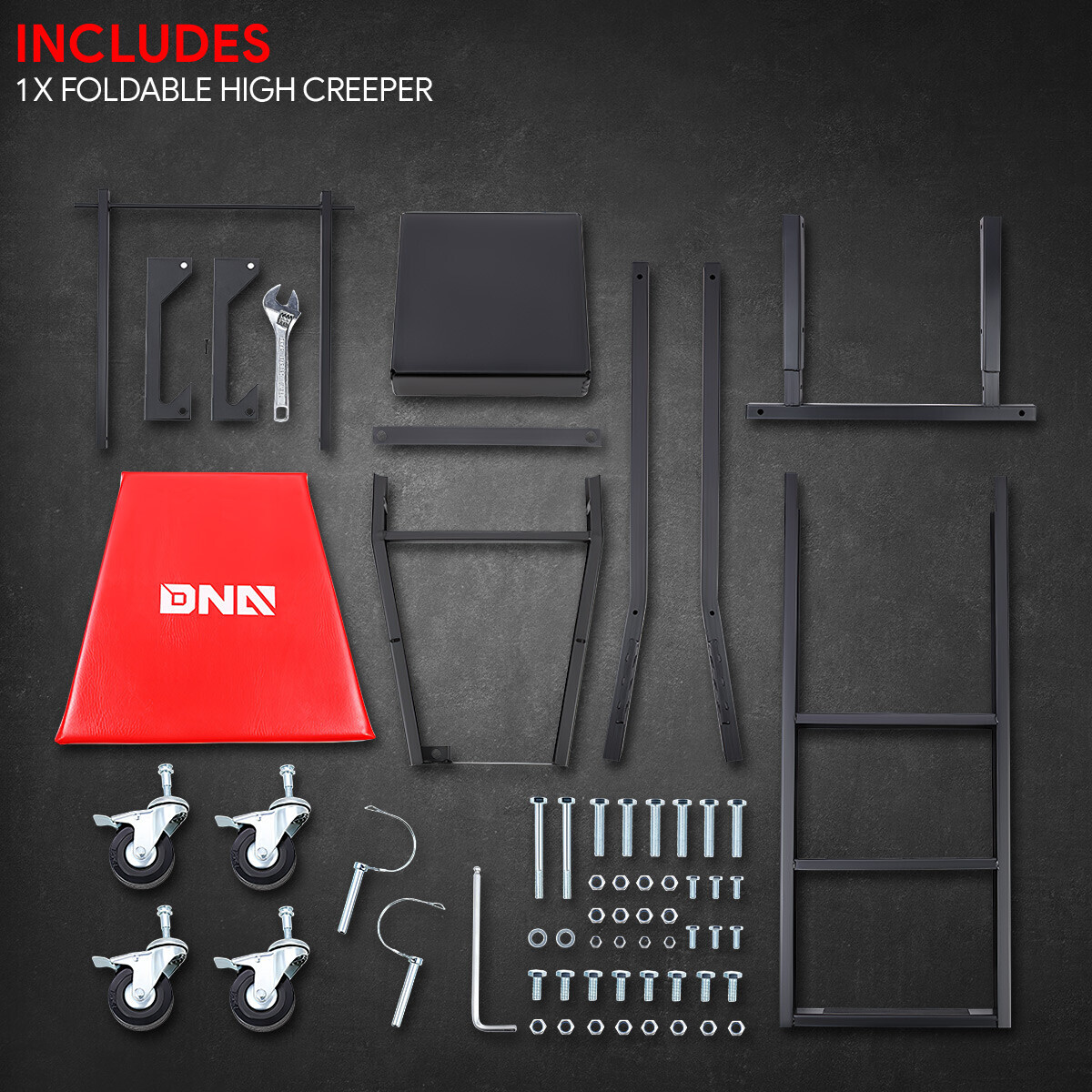 45 to 66 in Adjustable Height Foldable Automotive Engine Topside Rolling Creeper