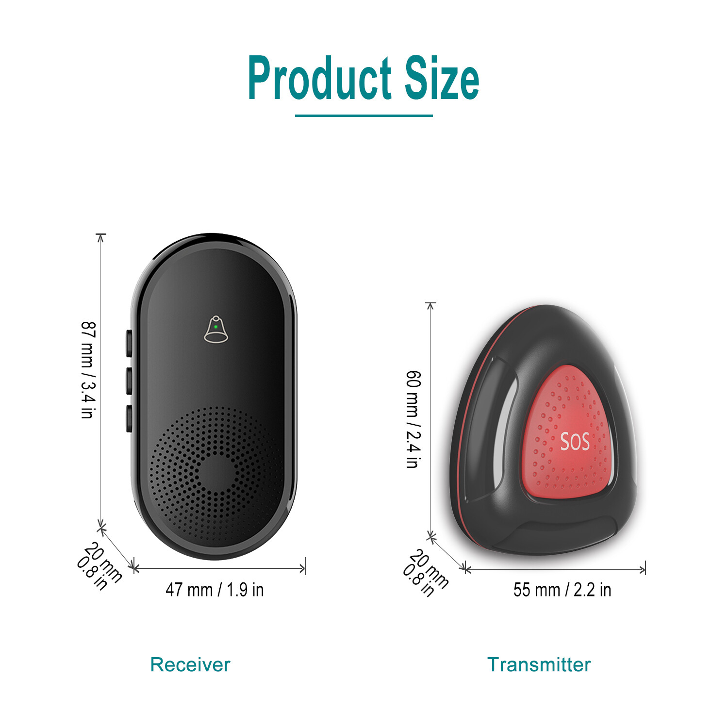 Caregiver Pager Wireless SOS Call Bell Alert Button for Seniors/Elderly/Patients