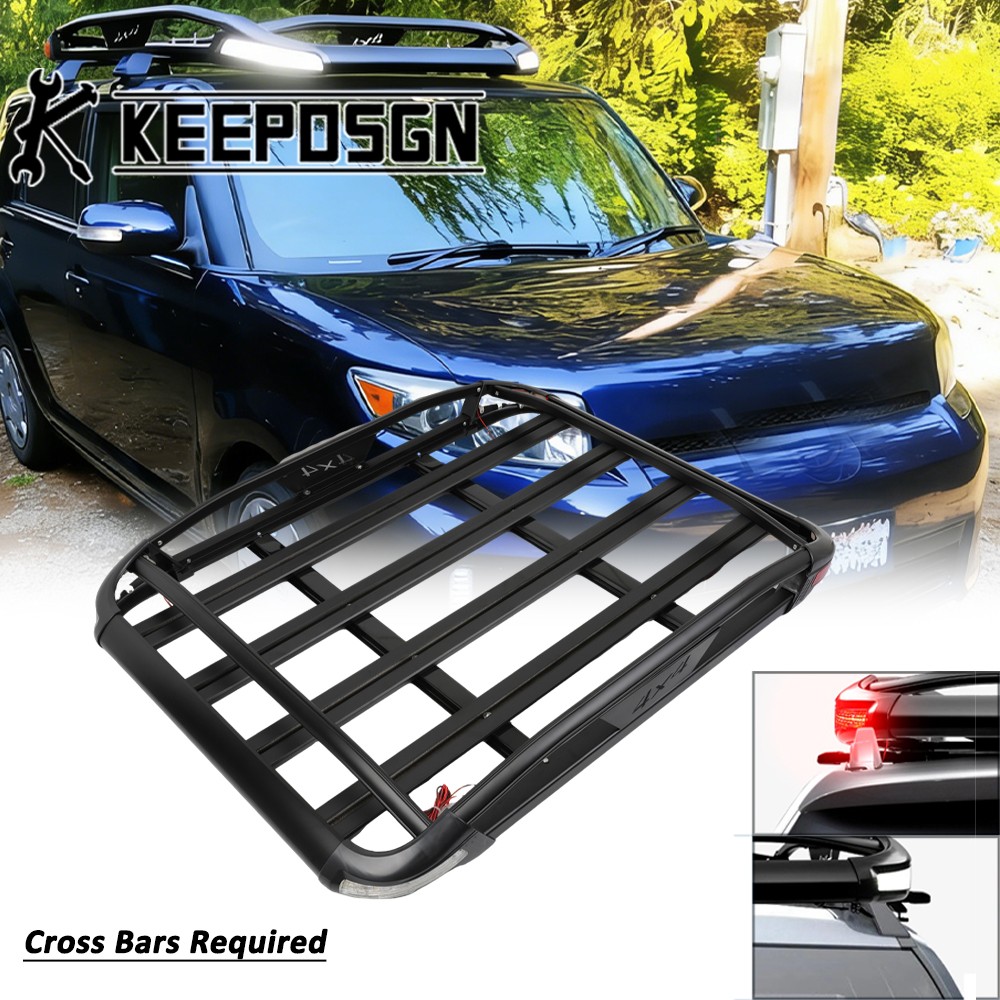 For Scion xB Aluminum Top Roof Rack Cargo Carrier Basket Holder with LED Lights