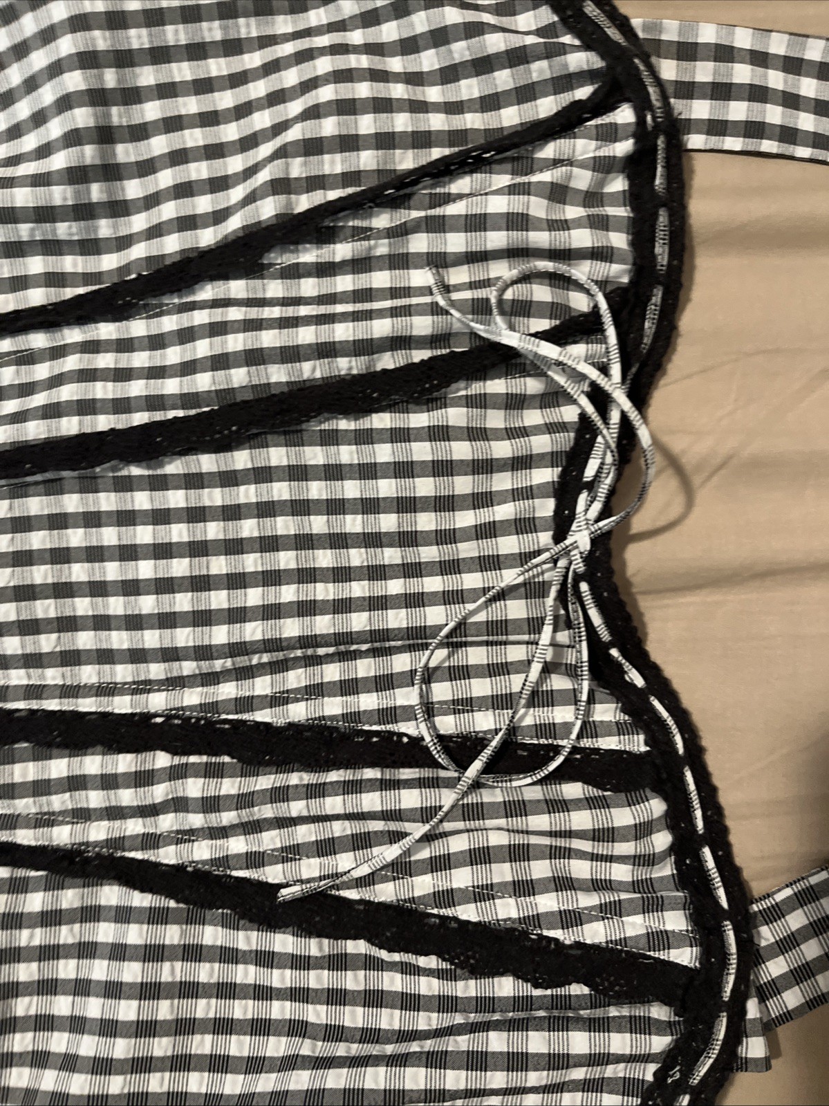 Out From Under Betty Gingham Corset Top Large Boned Black/White Western Romantic