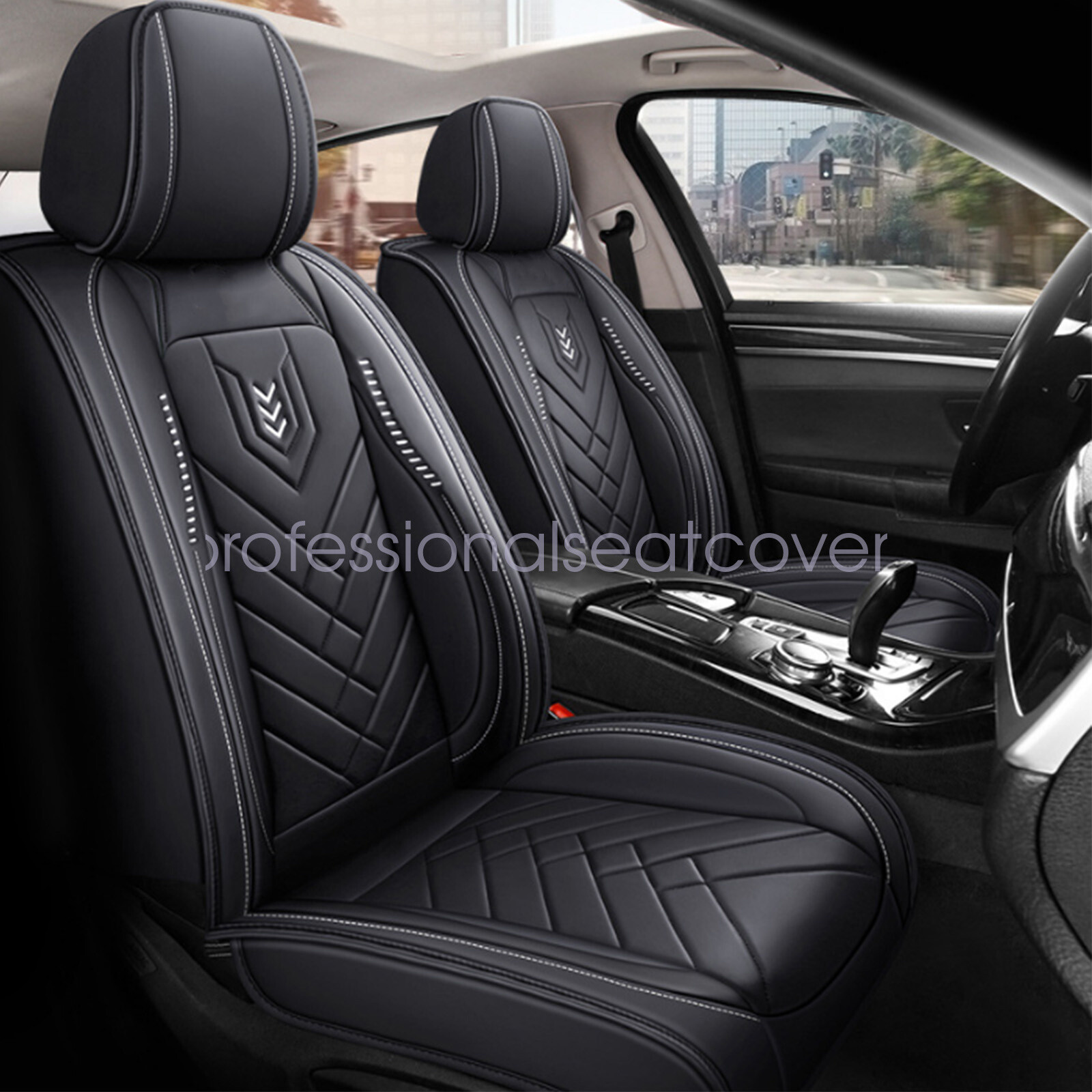 For Ford F-150 Crew Cab 4-Door 2009-2023 Car Faux Leather Front+Rear Seat Cover