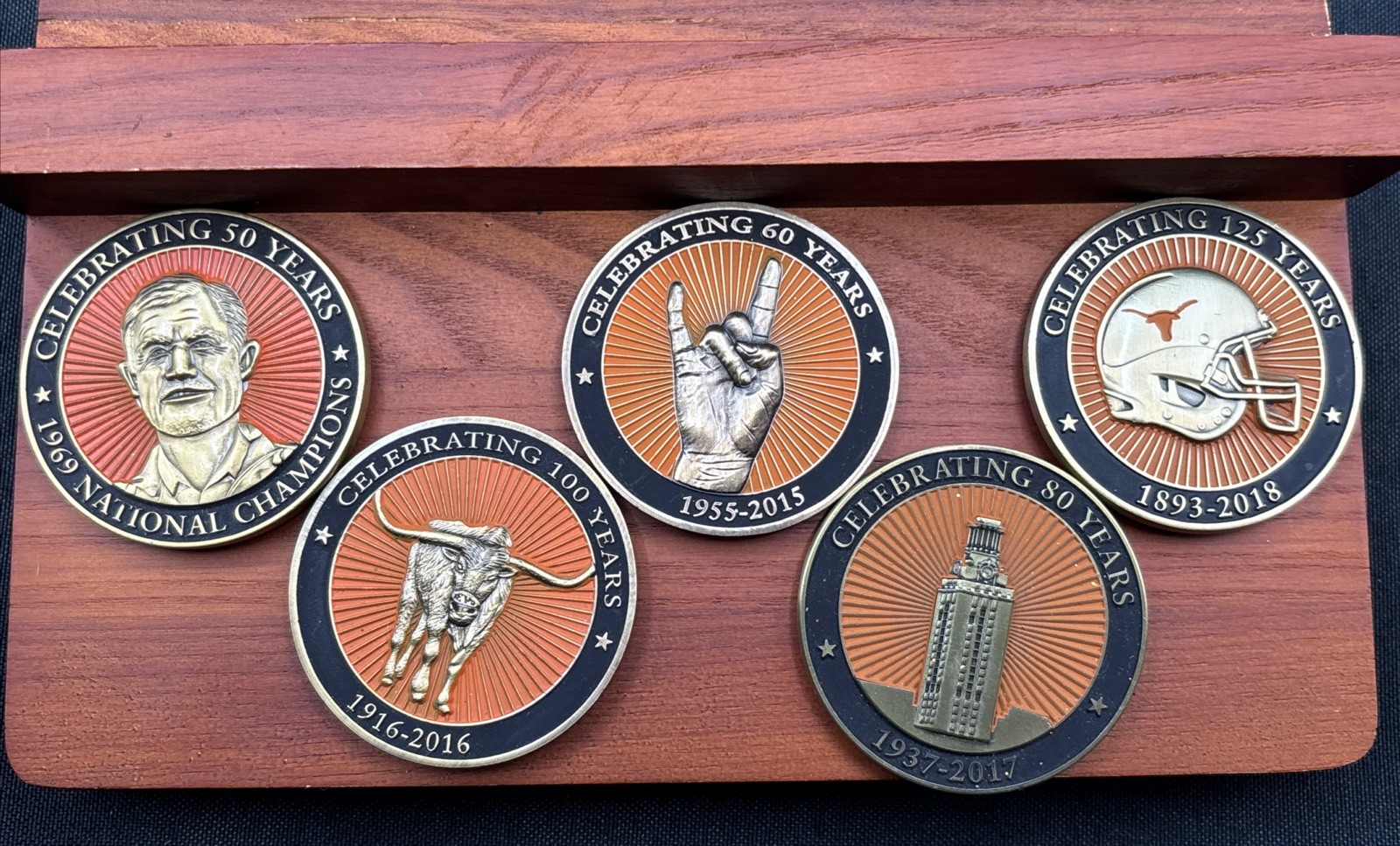 Lot Of 5 Coins Texas (UT) Longhorns Football Medallions University Of Texas