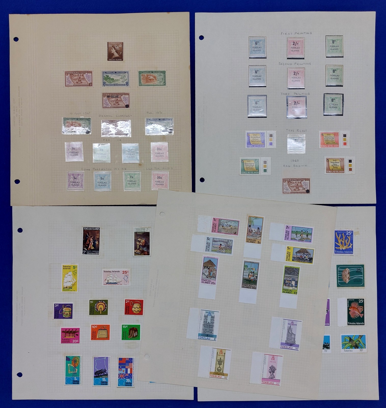 1960's Tokelau Island Collection of MLH Stamps on 5 Album Pages