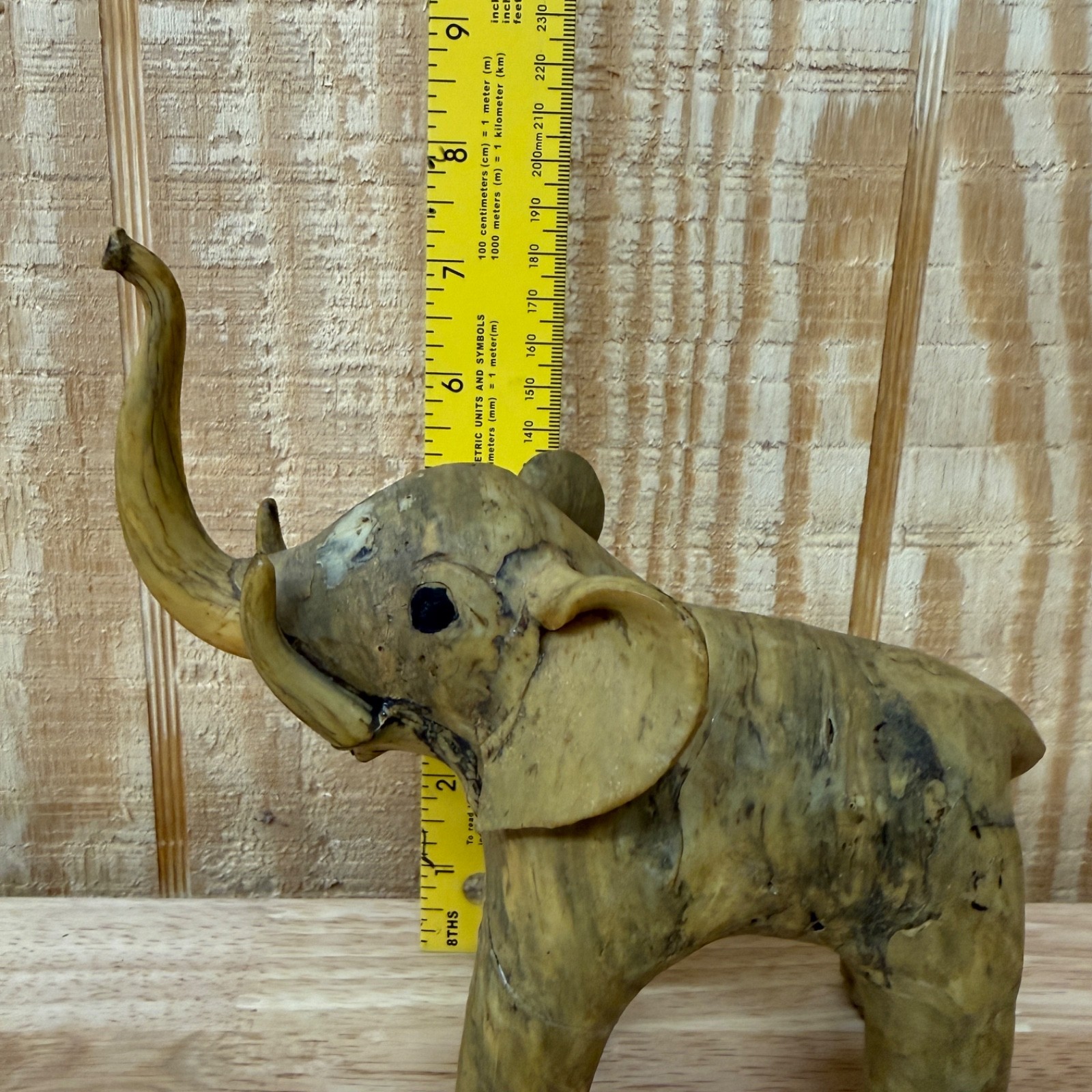 1960s VTG Handmade Crushed Oyster Shell Elephant Folk Art With Trunk Up 7" Tall