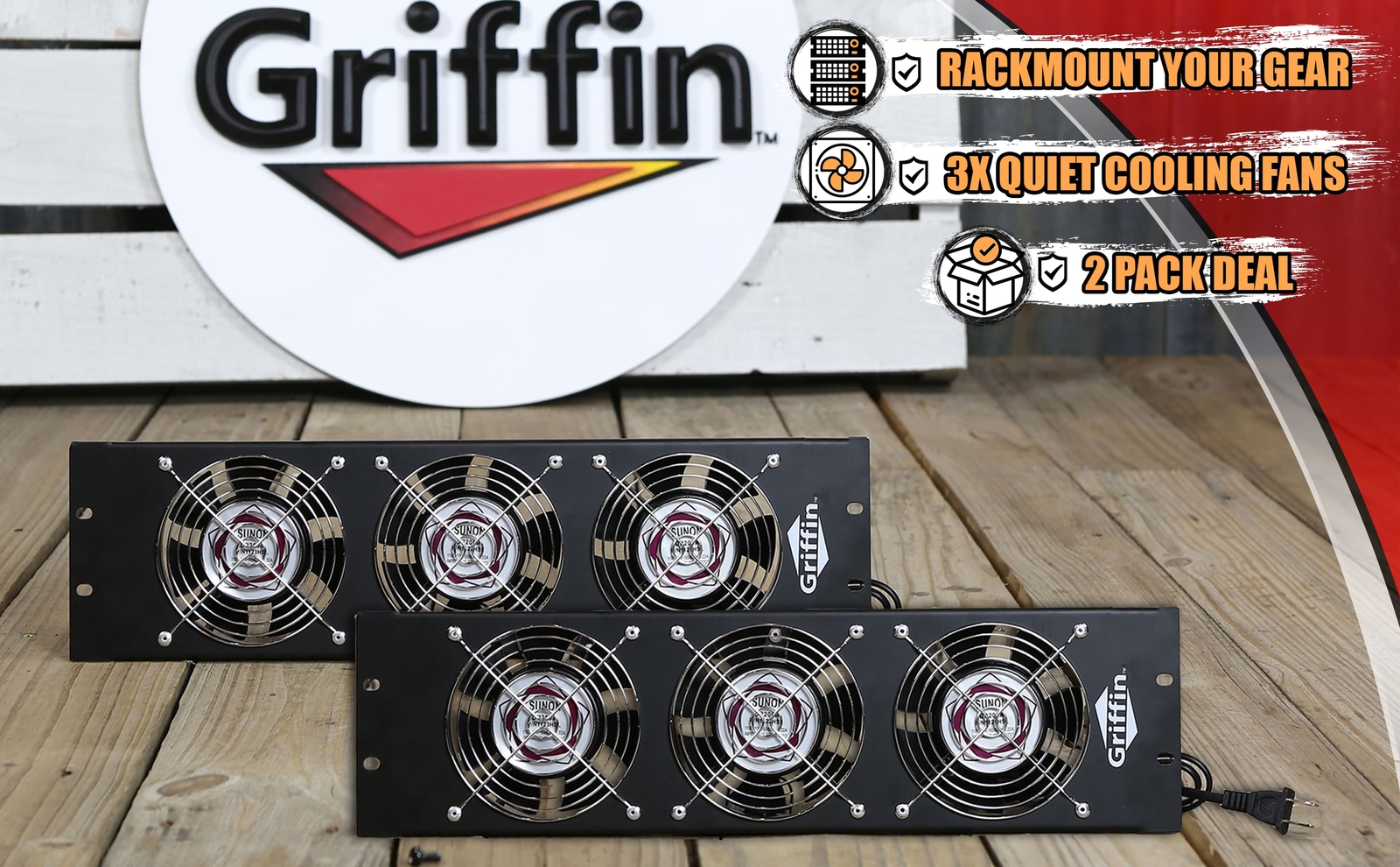 GRIFFIN 2x Rack Mount Fan Cool System Panels | Audio Equipment Gear Network IT