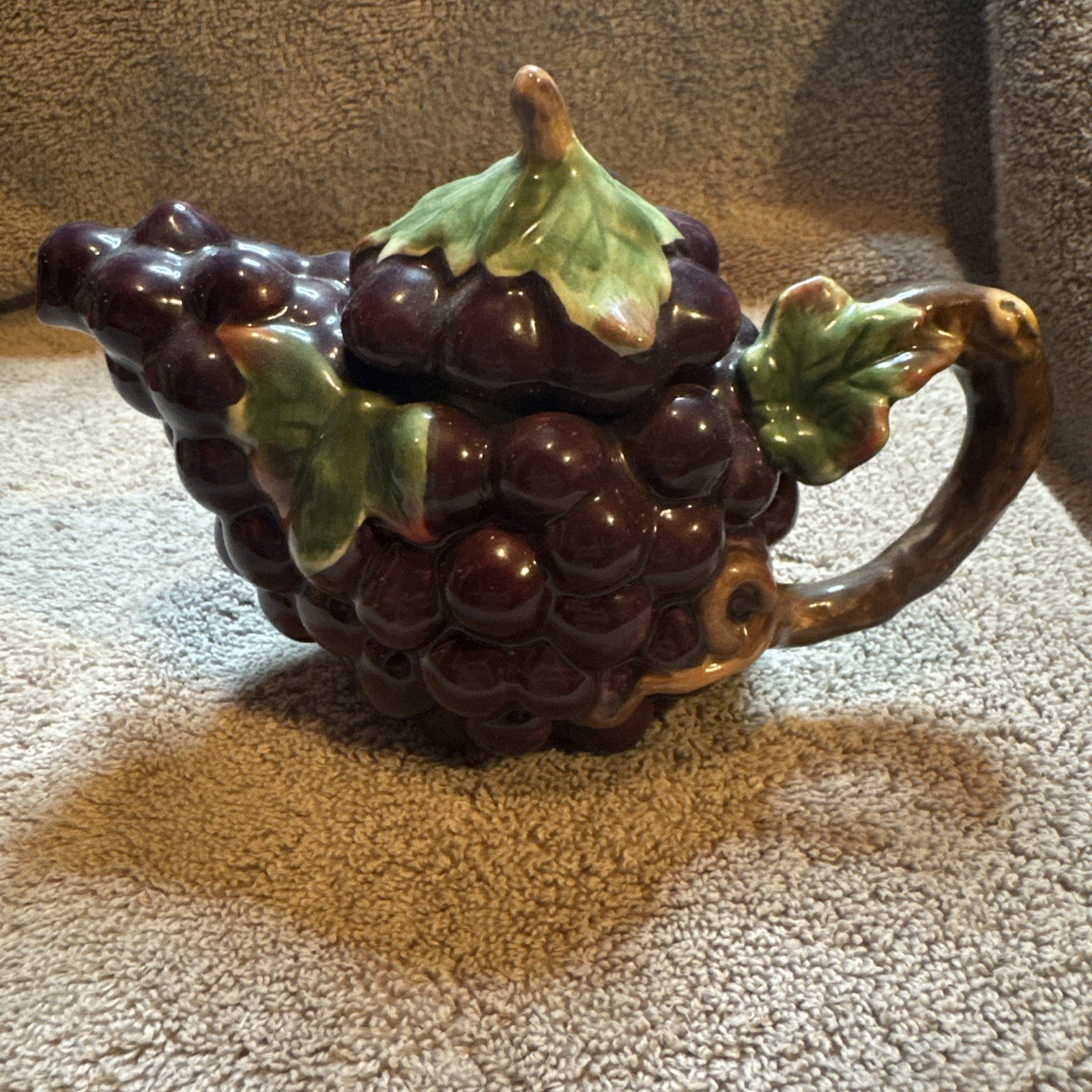 Vtg Lot 6 Ceramic Fruit Teapots: Pear P/apple Peach Pomegranate Watermelon Grape