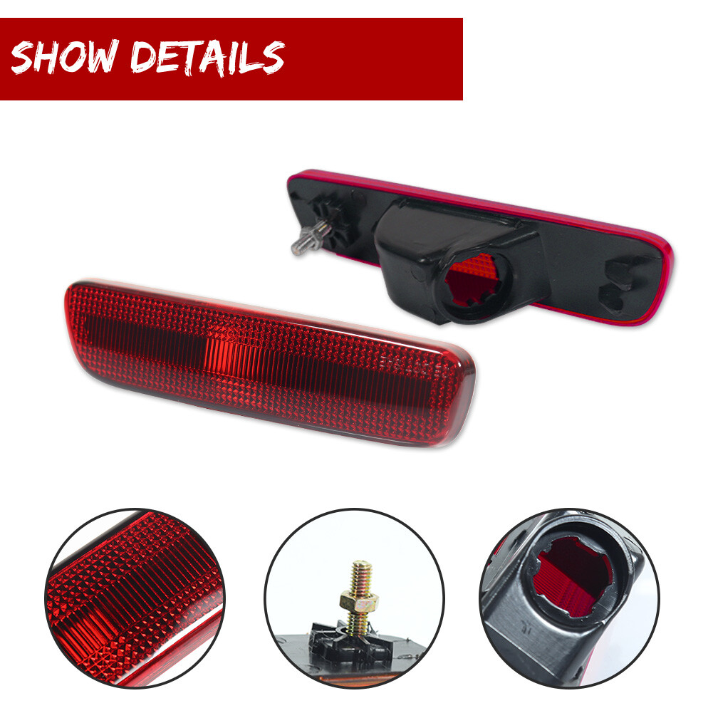 2X Red Lens Rear Bumper Side Marker Corner Lights For 1999-2003 Lexus RX300
