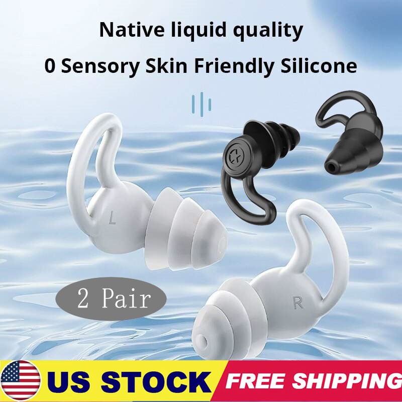 2Pair Noise Reduction Earplugs 40dB Super Comfortable Silicone Reusable Earplugs