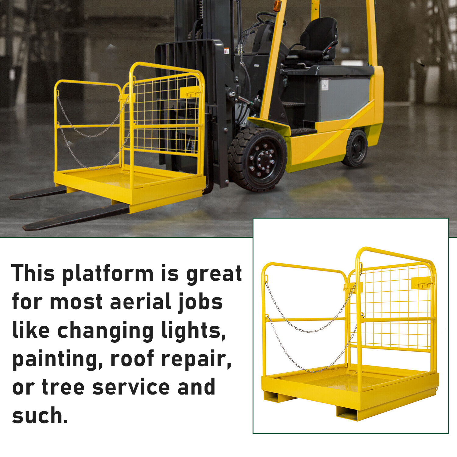 Forklift Safety Cage Work Platform 36 x 36 inch Construction Lift Basket 1100lbs