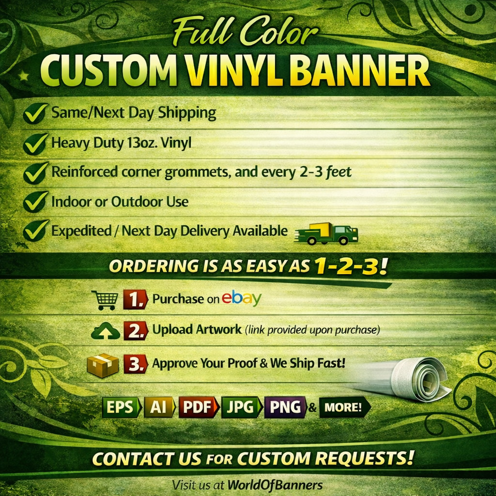 3' x 5' Full Color Custom Banner 13oz Vinyl - Same Day Shipping