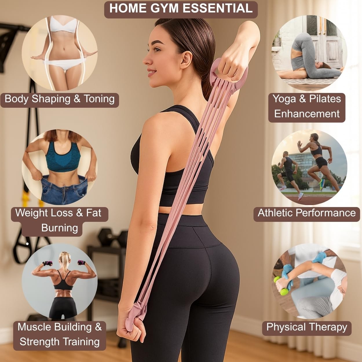 Resistance Bands with Handles - 8 Tube Adjustable Figure 8 Exercise Bands Set...