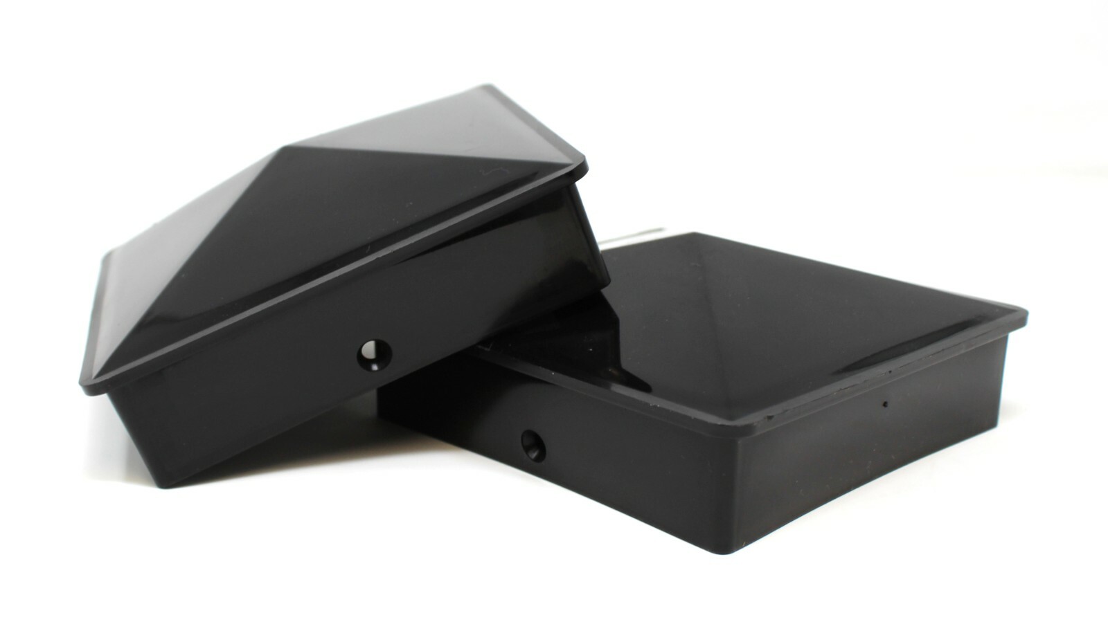 Plastic Pyramid 4x4 True (100mm) Fence Post Cap w/ Pre-Drilled Hole Black/ White