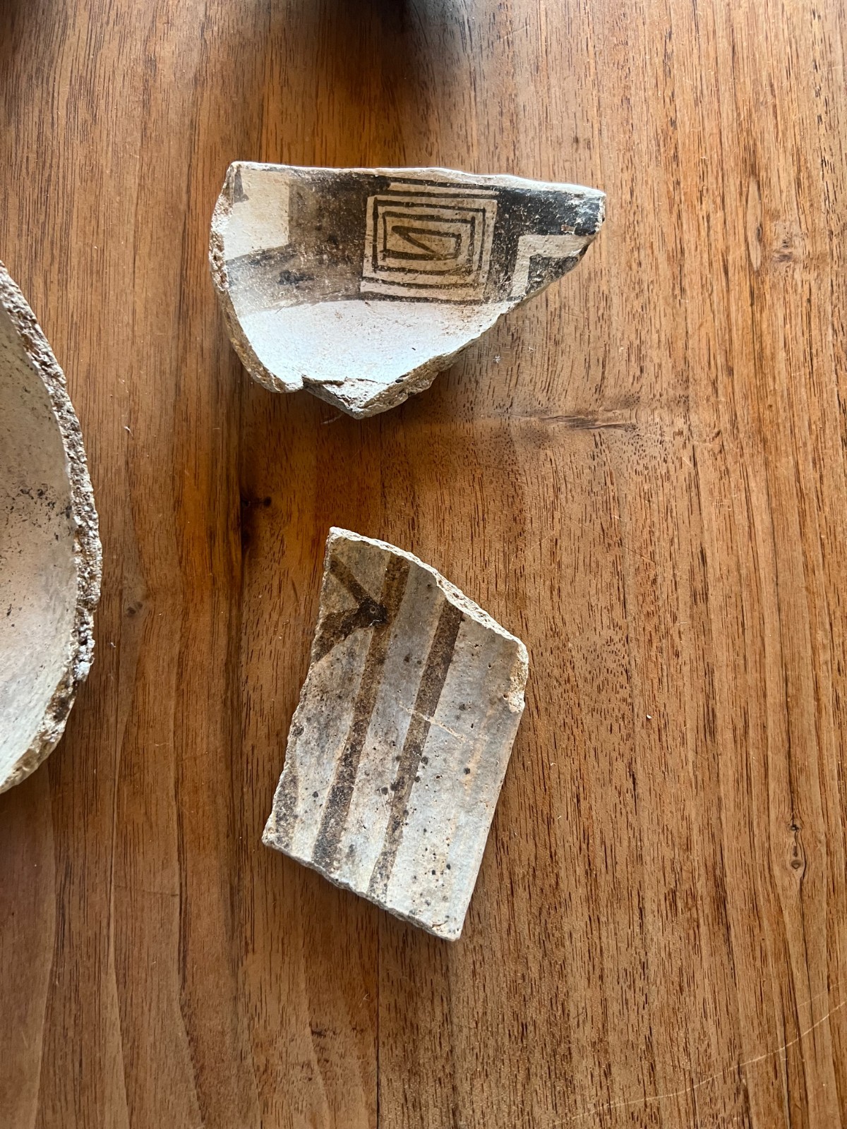 12 Striking Anasazi Pottery Sherds, Red, Black on-White, large fragments