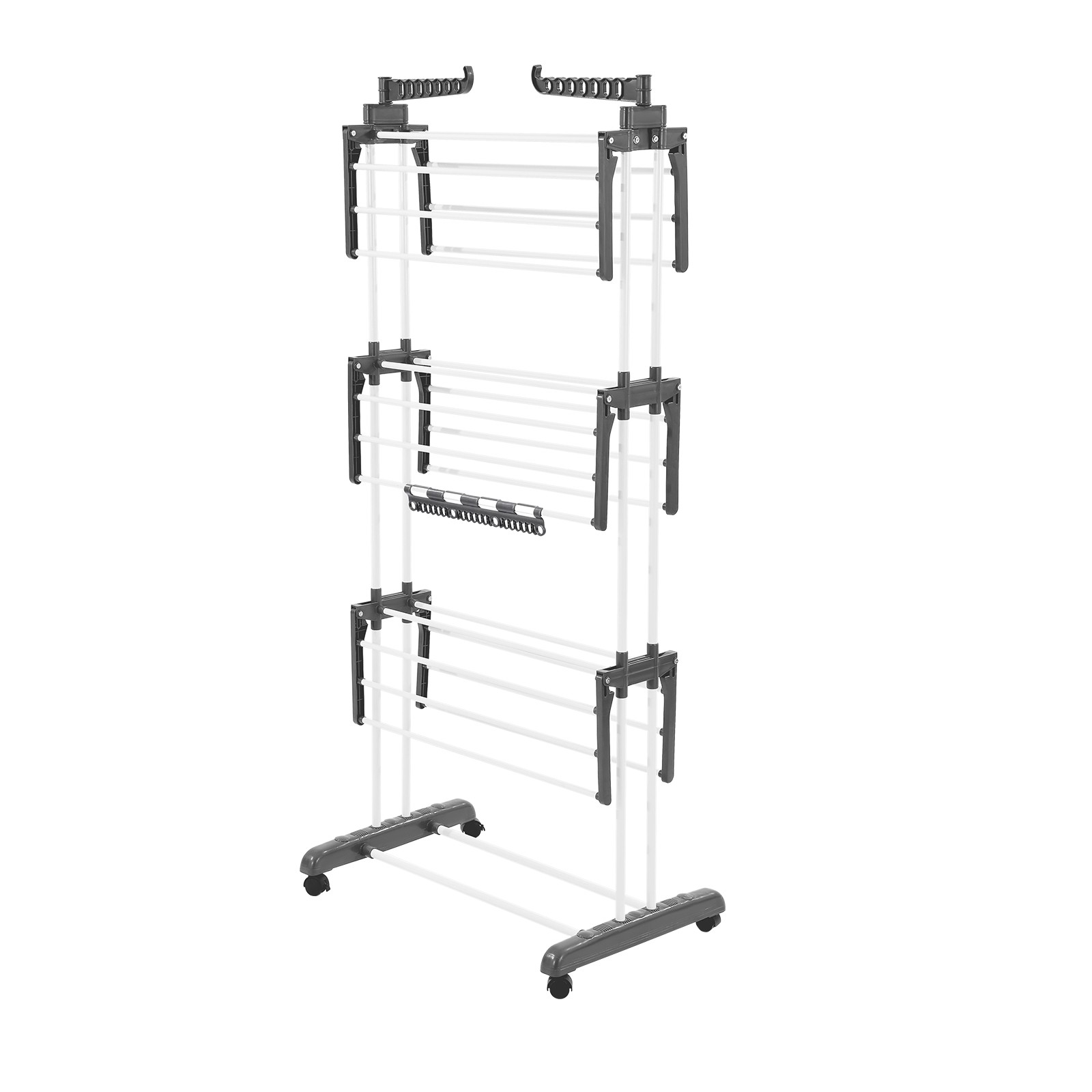 67.5“ Foldable Clothes Drying Rack Rolling Folding 4-Tier Dryer Hanger 4 Castors