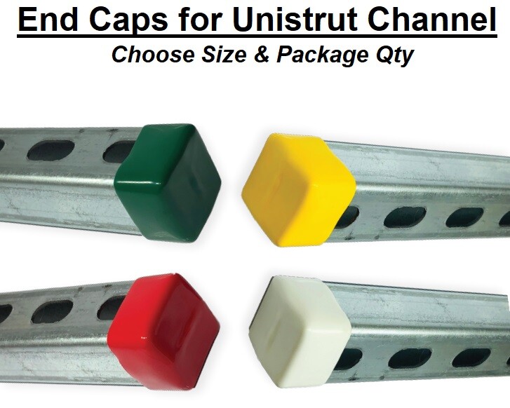 Plastic Safety End Caps for Unistrut Channel 1-5/8''x (Choose Height & Color)