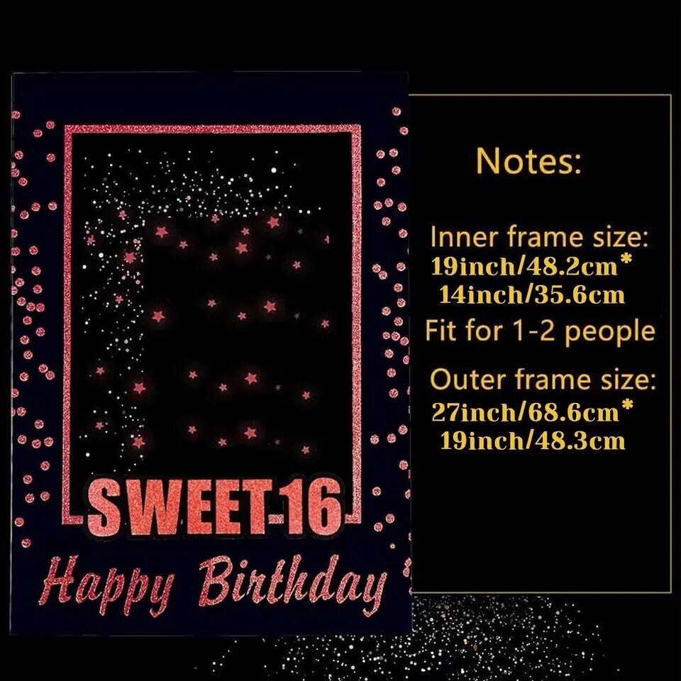 Glitter Happy 16th Birthday Sweet 16 Photo Frame 16th Birthday Booth