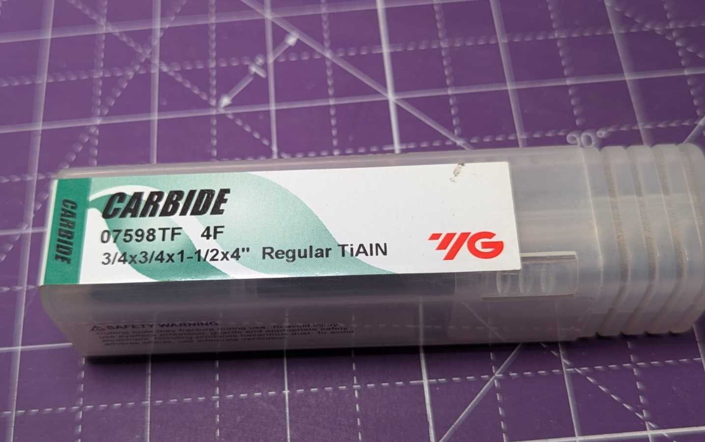 YG-1 07598TF 3/4" Solid Carbide End Mill 4 Flute TiAlN Coated 3/4 Shank 4" OAL N