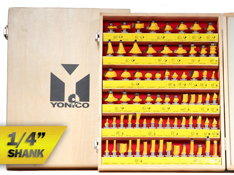 70 Bit Router Bit Set - 1/4" Shank - Yonico 17702q