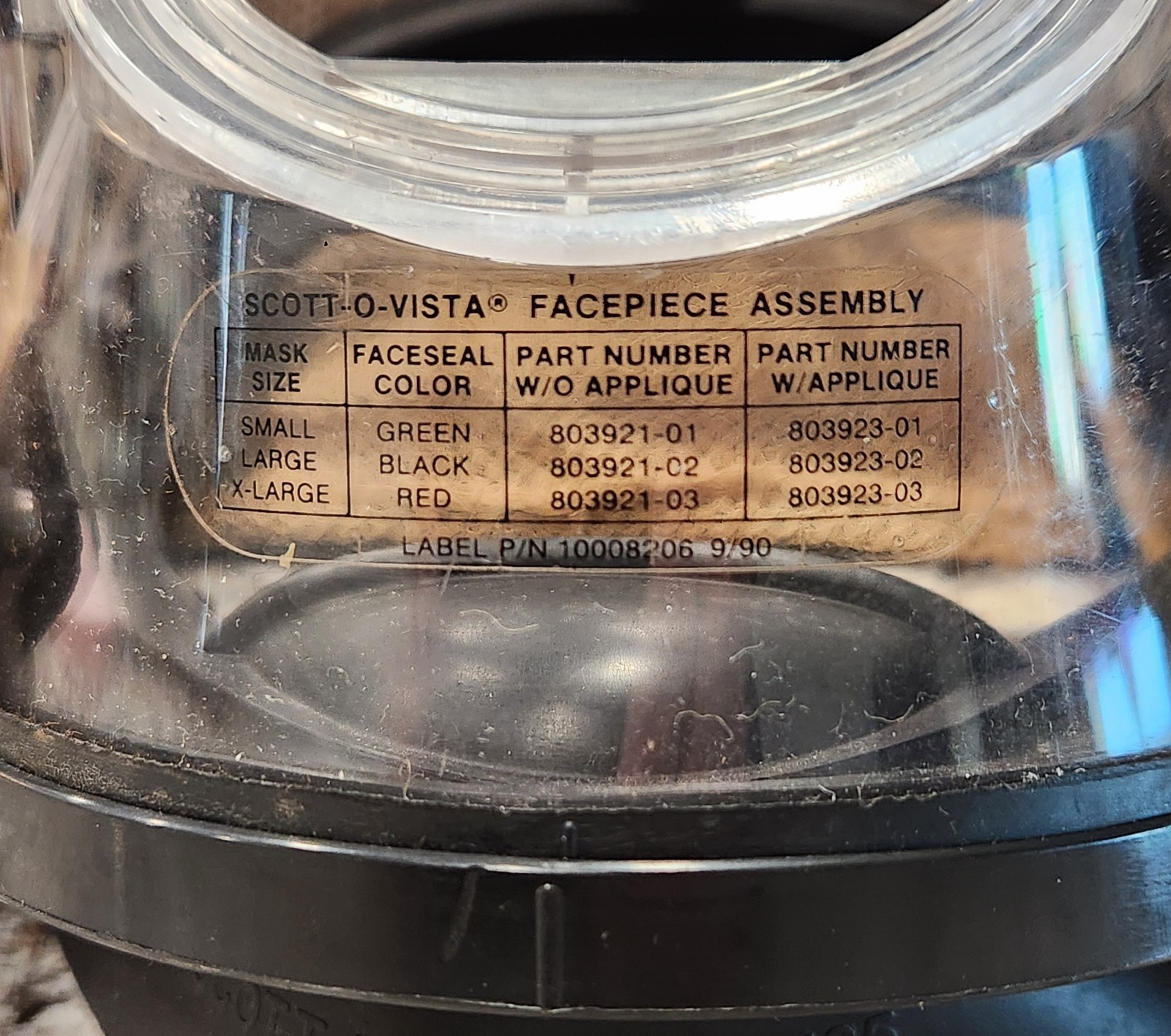 Scott O-Vista Facepiece 803921-02 USED GOOD condition SZ Large SCBA